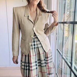 90s Vintage Blazer Tailored Size Small Tan and Pink houndstooth Print ESprit